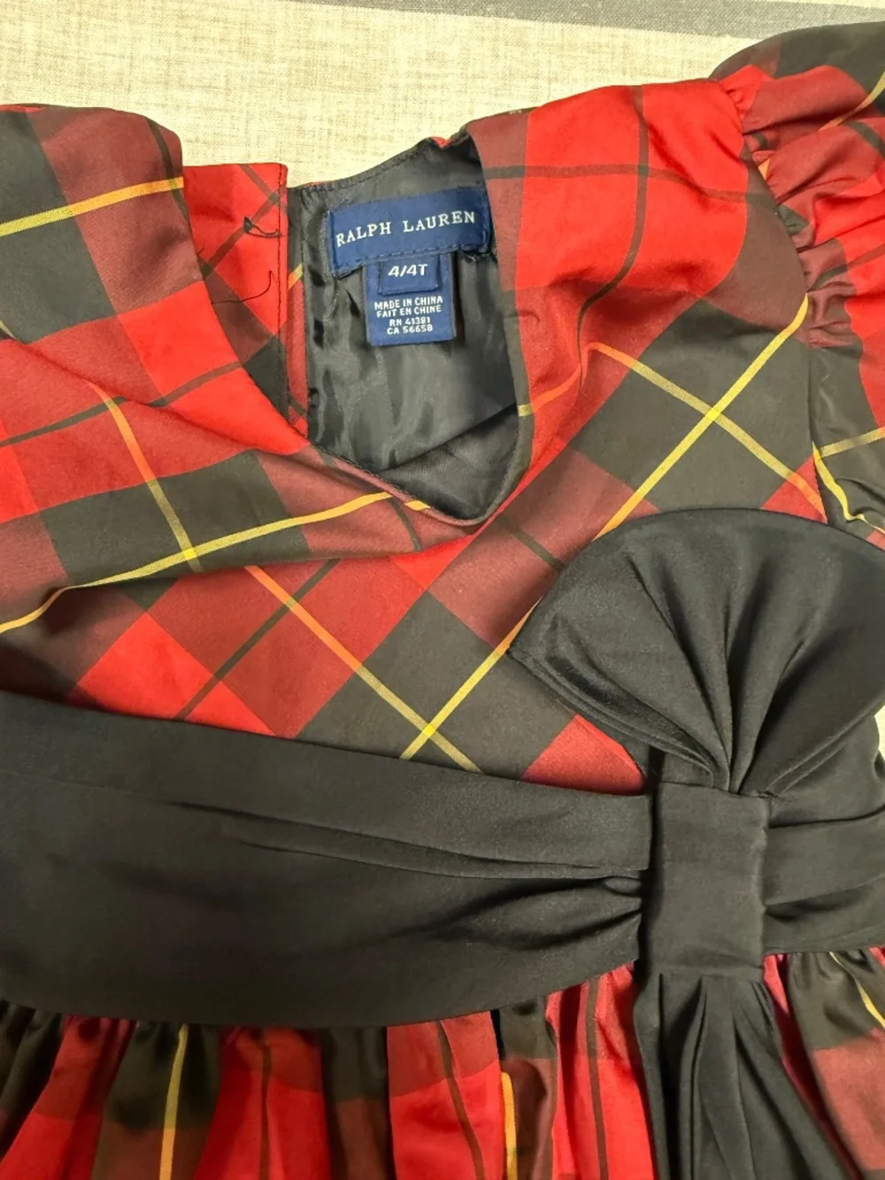 Ralph Lauren Girls Plaid Holiday Taffeta Tartan Dress Size 4/4T